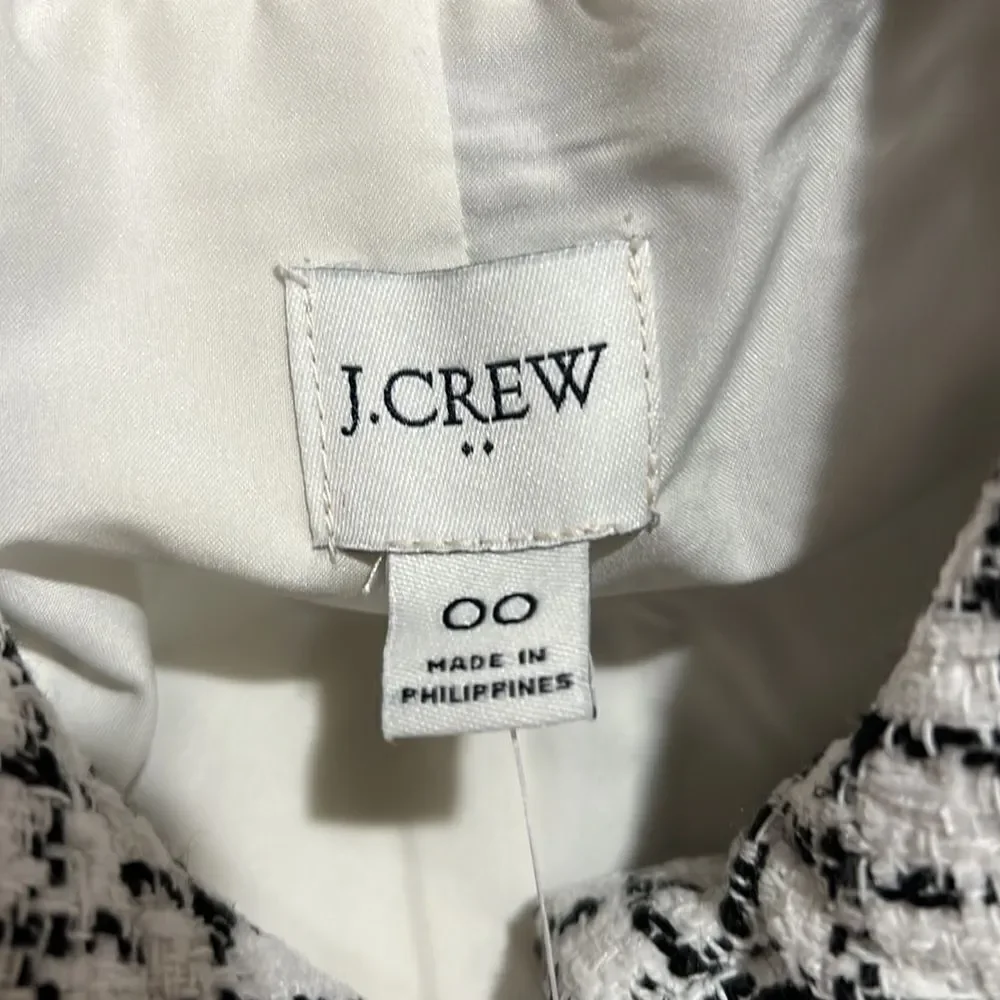 J. Crew Factory Tweed collared lady jacket Black and White NWT